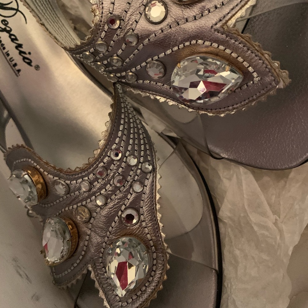 Silver large rhinestone shoes